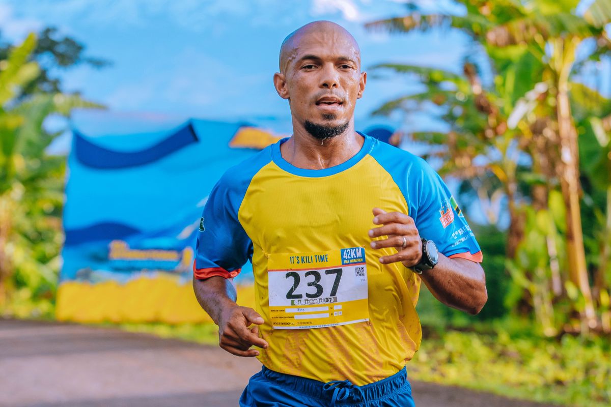 John April, South African long-distance runner, at the 2026 Kilimanjaro Marathon